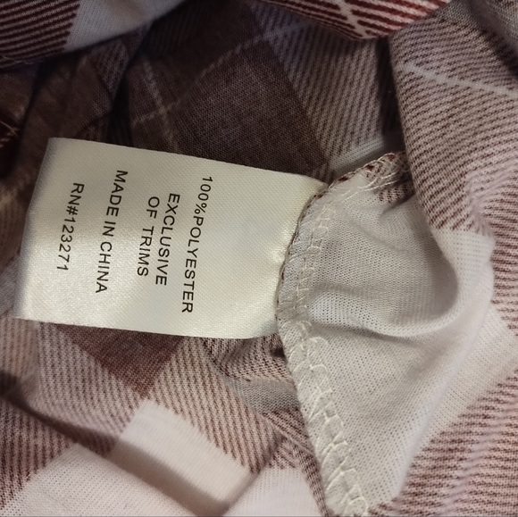 Stella Tweed wm long sleeve burgundy and white plaid button down/up shirt Small - Picture 4 of 12